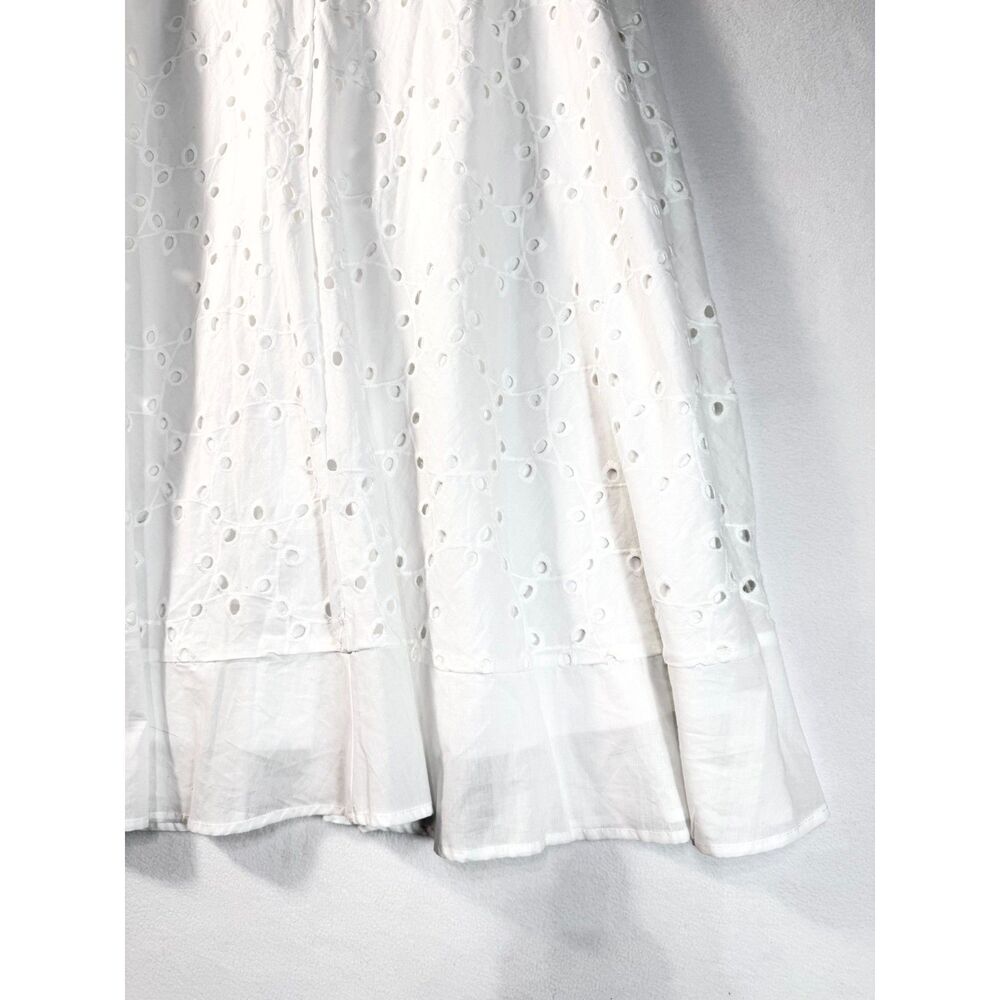 COMMENSE Women’s L White Eyelet Embroidered A-Line Maxi Skirt Lined - Picture 12 of 12